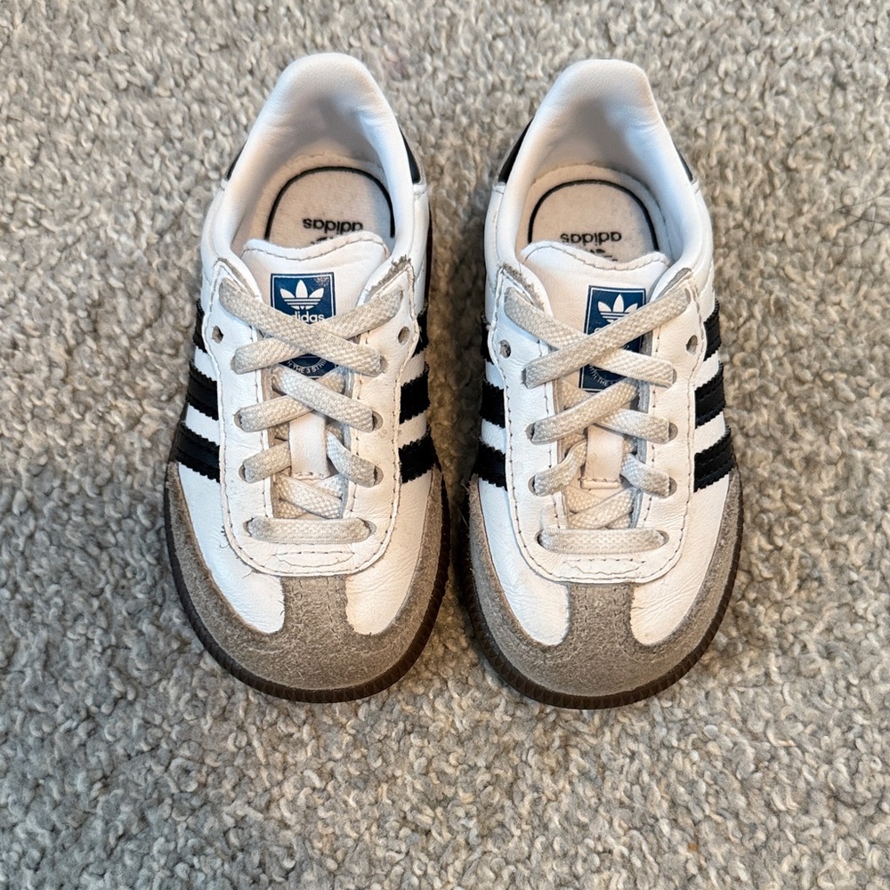 Adidas Kids White, Black, and Gray Sneakers